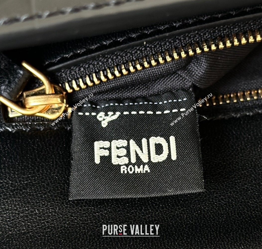 Fendi Baguette Medium Bag in Crocodile Embossed Leather Black 2024 8628 (CL-241213030)