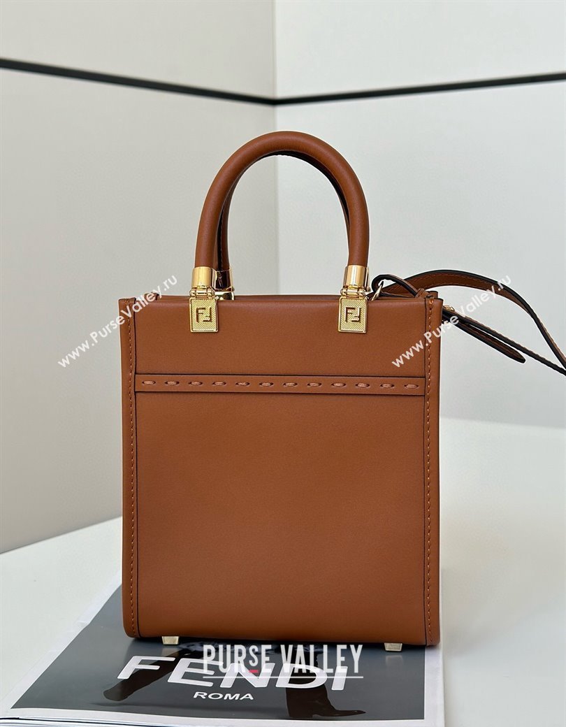 Fendi Mini Sunshine Shopper Tote Bag in Brown Leather 2024 8639S (CL-241213032)