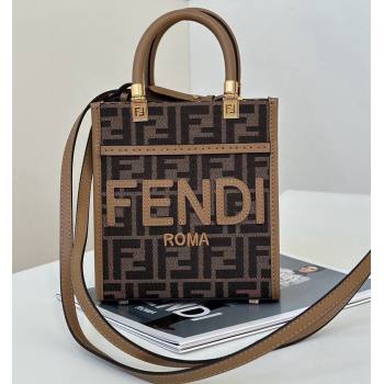 Fendi Mini Sunshine Shopper Tote Bag in Brown FF fabric 2024 8639S (CL-241213033)