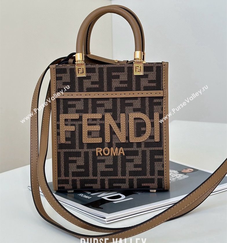 Fendi Mini Sunshine Shopper Tote Bag in Brown FF fabric 2024 8639S (CL-241213033)