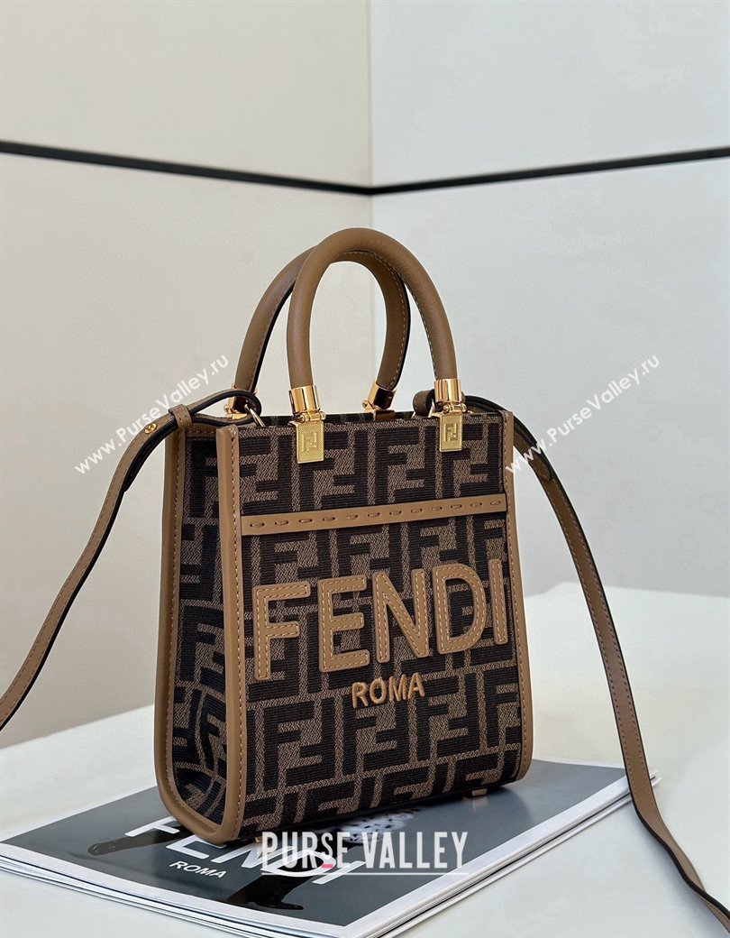 Fendi Mini Sunshine Shopper Tote Bag in Brown FF fabric 2024 8639S (CL-241213033)