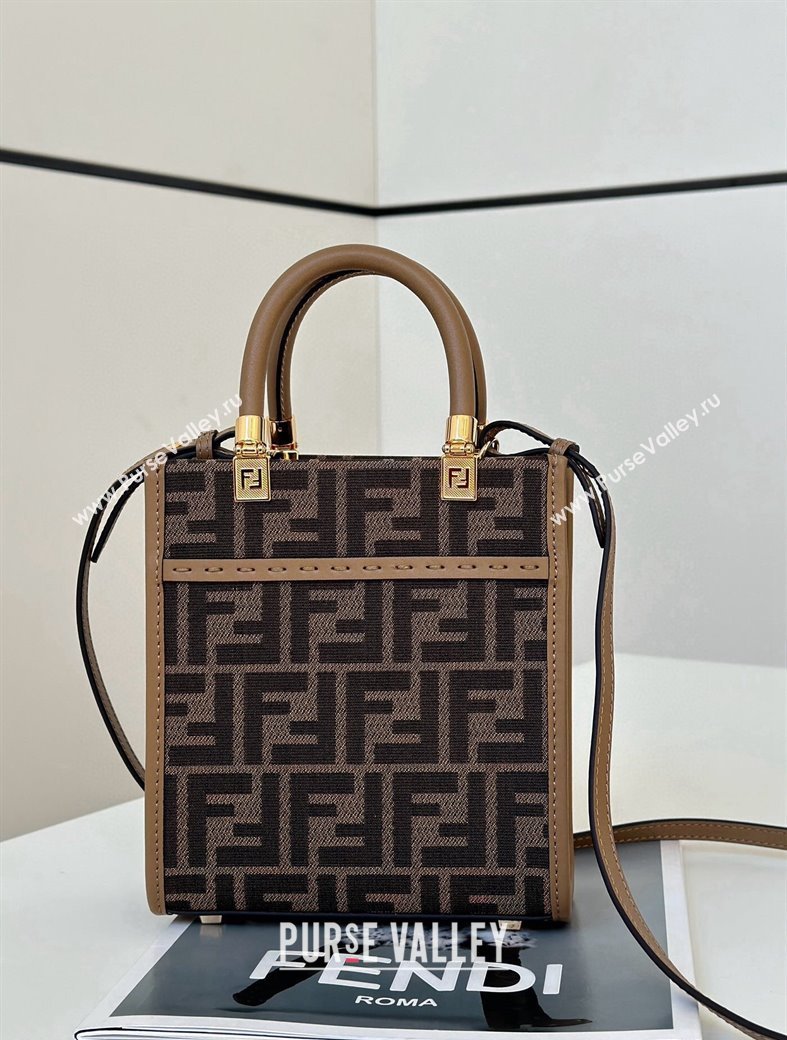 Fendi Mini Sunshine Shopper Tote Bag in Brown FF fabric 2024 8639S (CL-241213033)