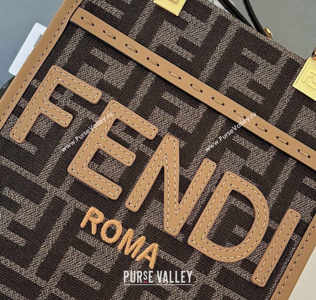 Fendi Mini Sunshine Shopper Tote Bag in Brown FF fabric 2024 8639S (CL-241213033)