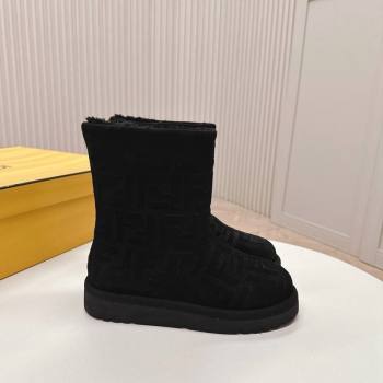 Fendi Apres Chic Snow Boots in FF Suede Black 2024 1224 (MD-241224002)