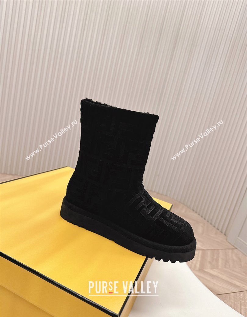 Fendi Apres Chic Snow Boots in FF Suede Black 2024 1224 (MD-241224002)