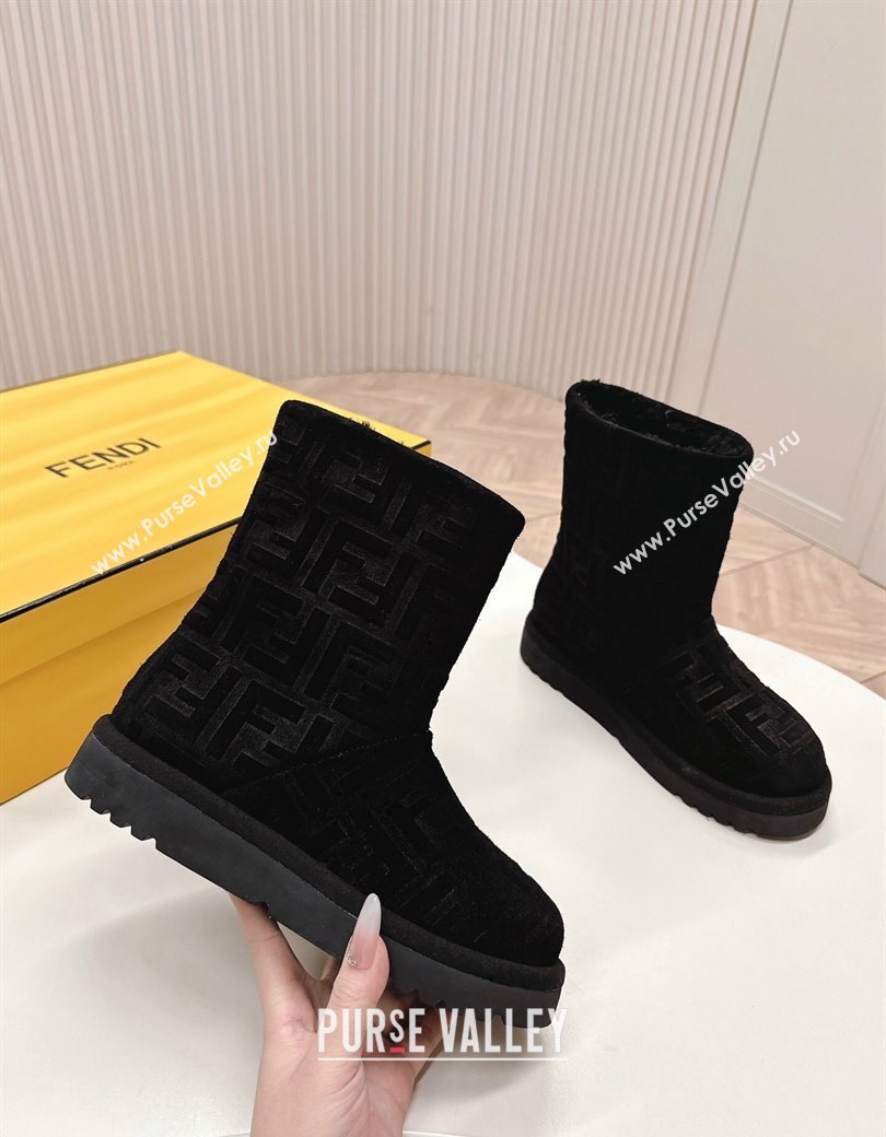 Fendi Apres Chic Snow Boots in FF Suede Black 2024 1224 (MD-241224002)