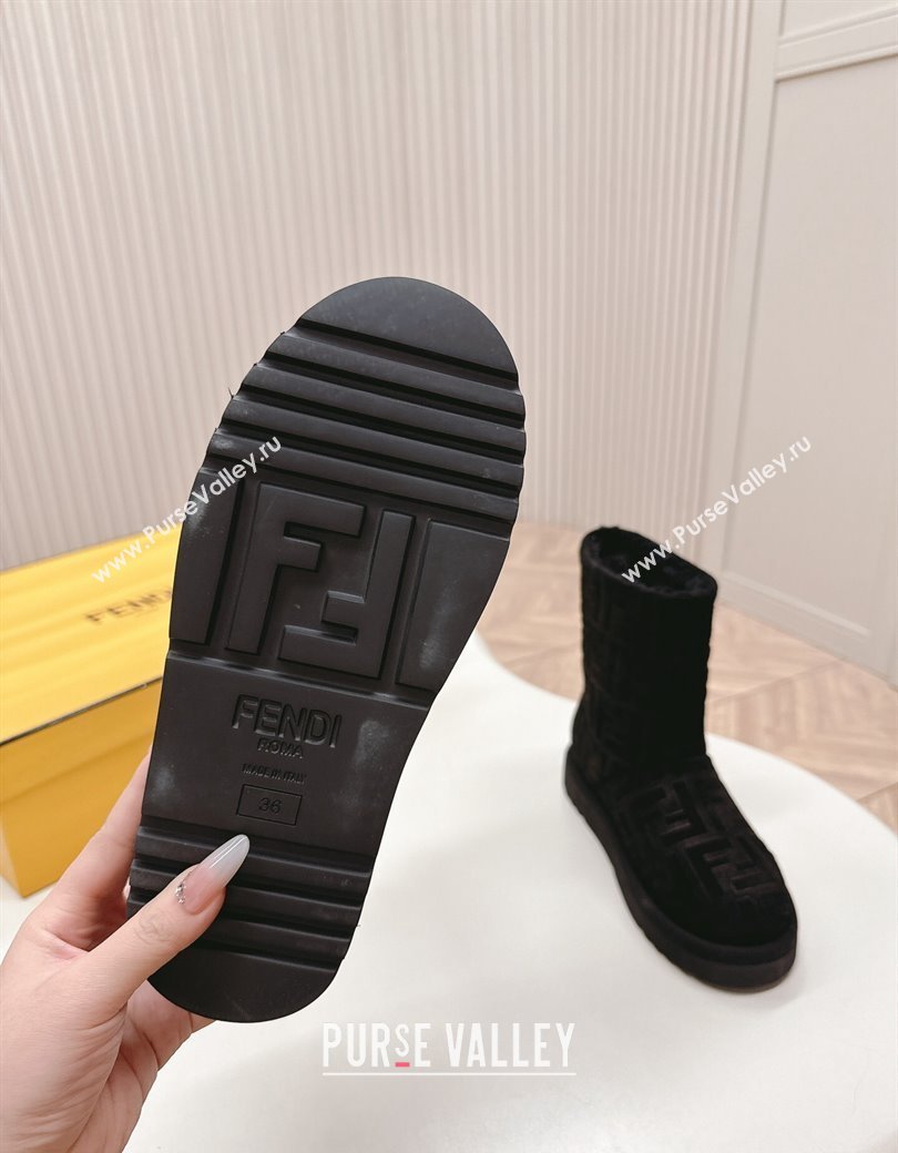 Fendi Apres Chic Snow Boots in FF Suede Black 2024 1224 (MD-241224002)