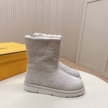 Fendi Apres Chic Snow Boots in FF Suede Light Grey 2024 1224 (MD-241224003)