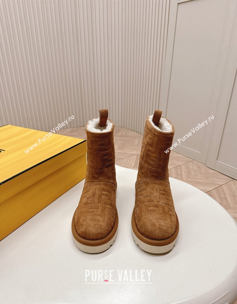 Fendi Apres Chic Snow Boots in FF Suede Brown 2024 1224 (MD-241224001)