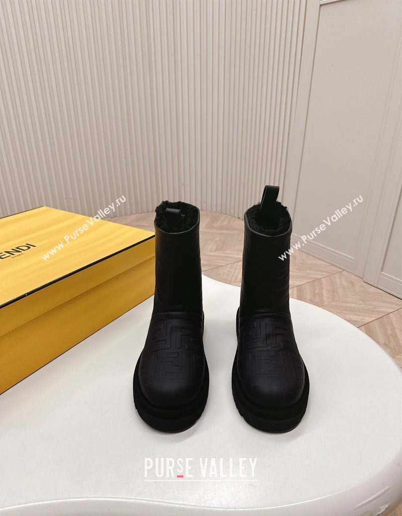 Fendi Apres Chic Snow Boots in FF Leather Black 2024 1224 (MD-241224005)