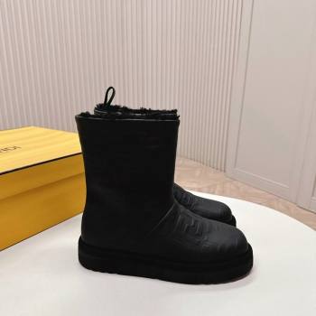 Fendi Apres Chic Snow Boots in FF Leather Black 2024 1224 (MD-241224005)