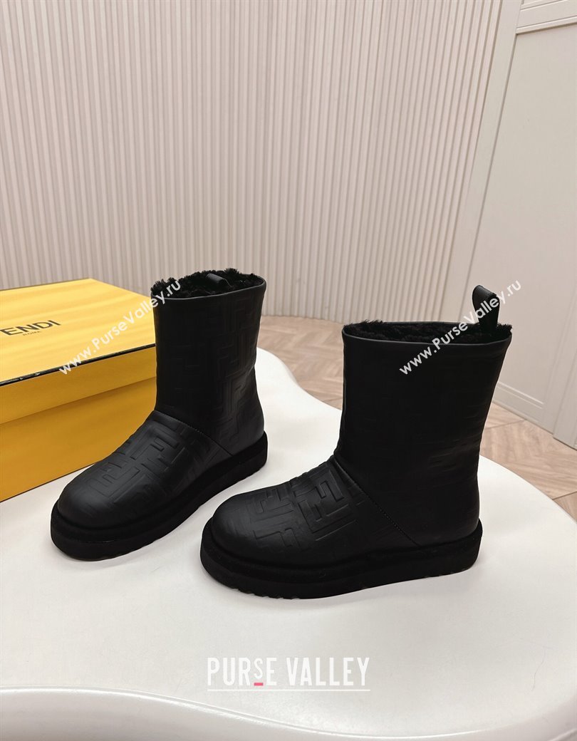 Fendi Apres Chic Snow Boots in FF Leather Black 2024 1224 (MD-241224005)