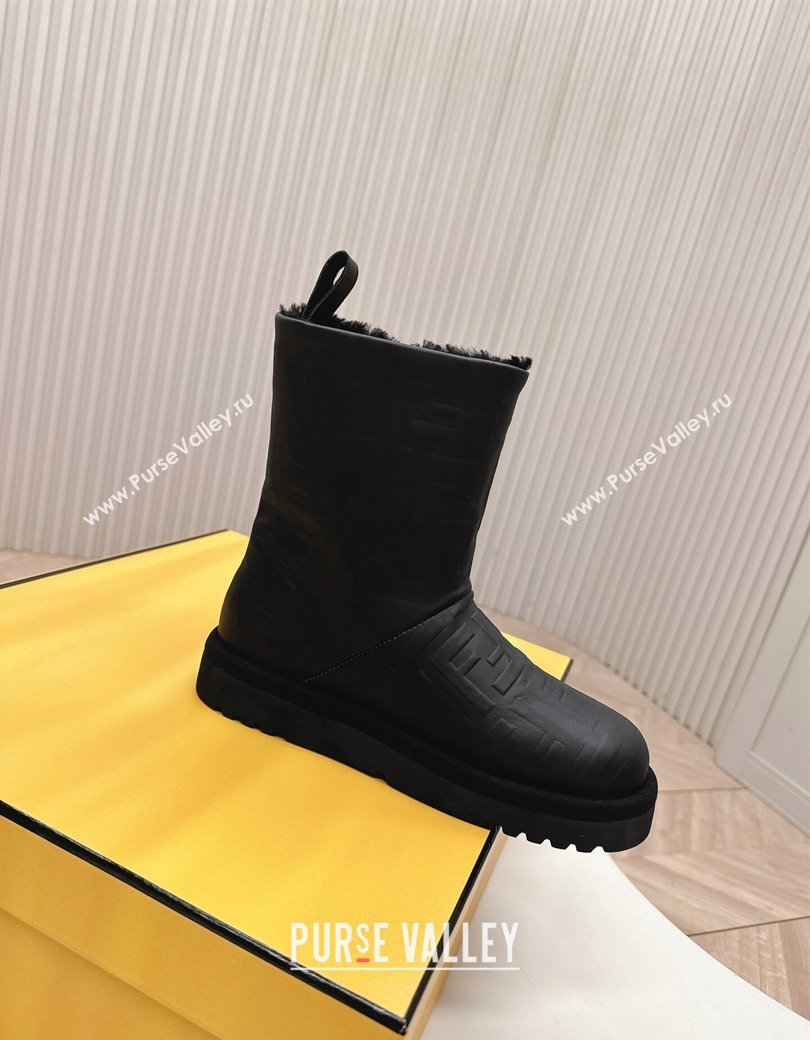 Fendi Apres Chic Snow Boots in FF Leather Black 2024 1224 (MD-241224005)