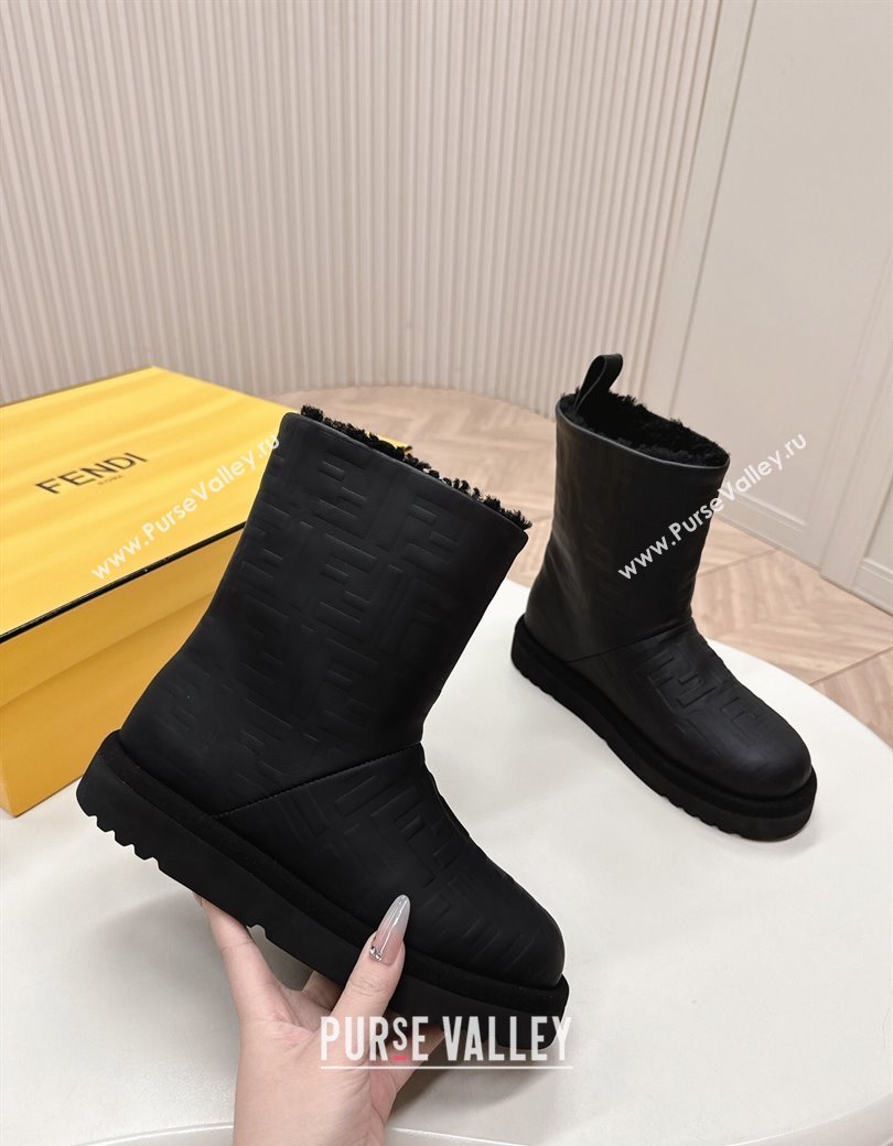 Fendi Apres Chic Snow Boots in FF Leather Black 2024 1224 (MD-241224005)