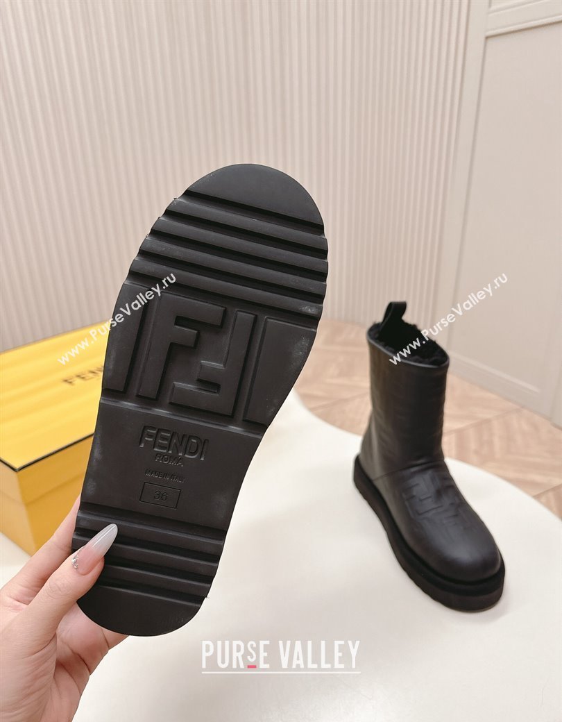 Fendi Apres Chic Snow Boots in FF Leather Black 2024 1224 (MD-241224005)