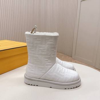 Fendi Apres Chic Snow Boots in FF Leather White 2024 1224 (MD-241224006)