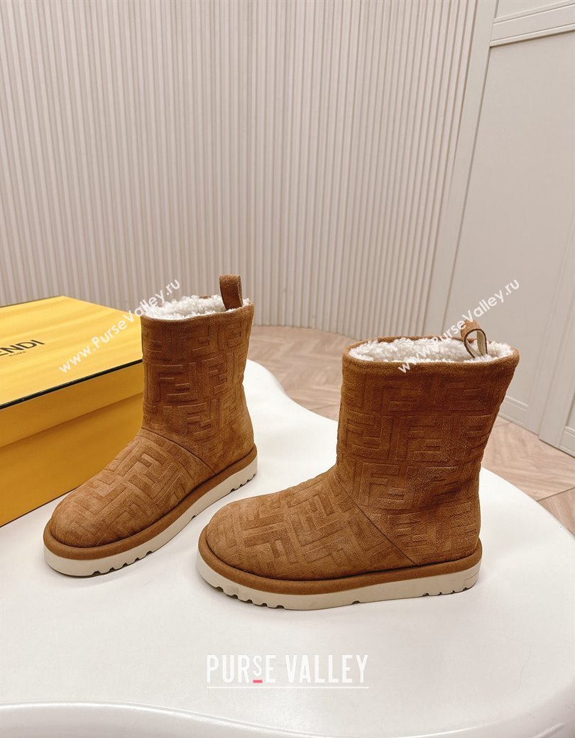 Fendi Apres Chic Snow Boots in FF Suede Brown 2024 1224 (MD-241224001)