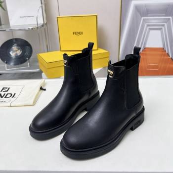 Fendi Filo Biker Ankle Boots 3.5cm in Leather Black 2024 1224 (MD-241224009)