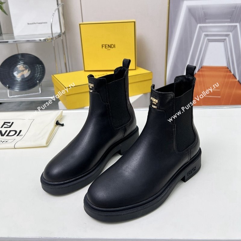 Fendi Filo Biker Ankle Boots 3.5cm in Leather Black 2024 1224 (MD-241224009)