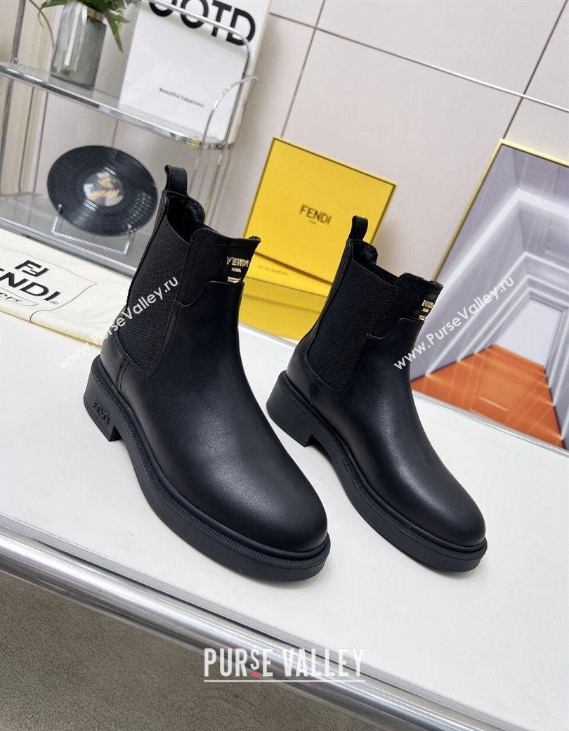 Fendi Filo Biker Ankle Boots 3.5cm in Leather Black 2024 1224 (MD-241224009)