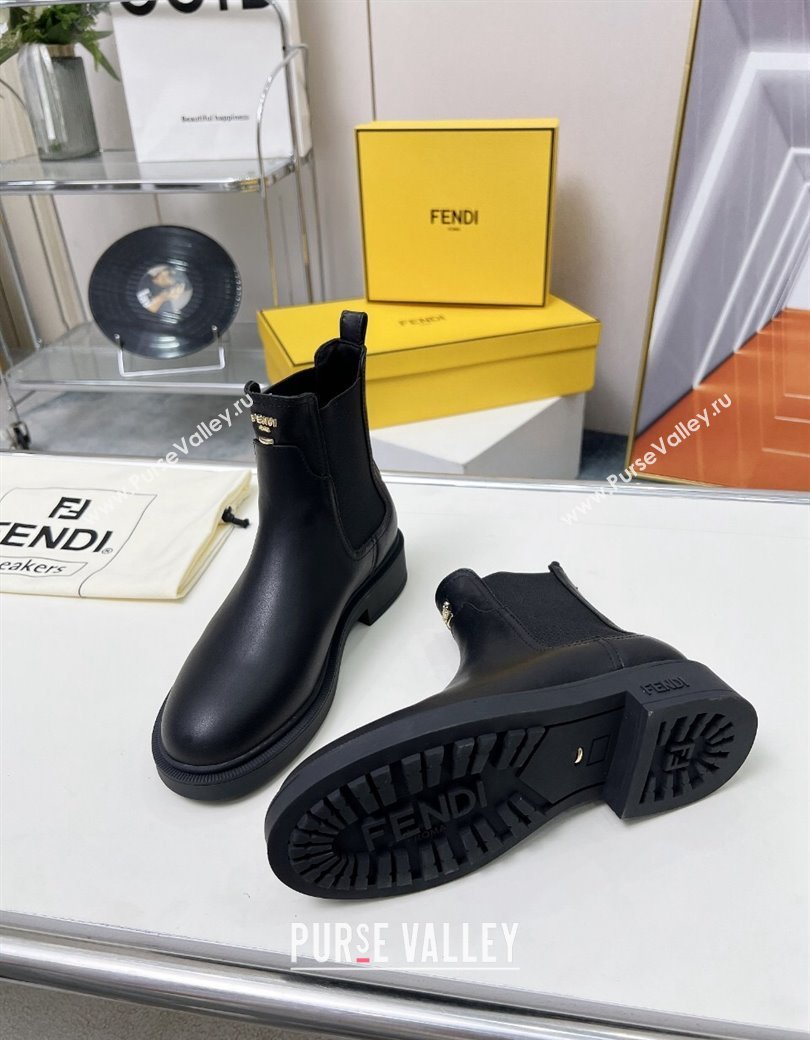 Fendi Filo Biker Ankle Boots 3.5cm in Leather Black 2024 1224 (MD-241224009)