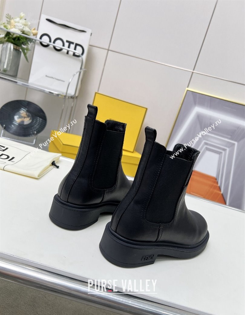 Fendi Filo Biker Ankle Boots 3.5cm in Leather Black 2024 1224 (MD-241224009)