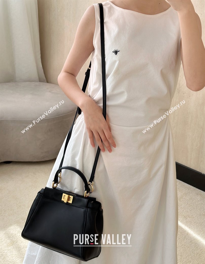 Fendi Peekaboo Mini Bag in Soft Lambskin Black 2025 2590 (CL-250208031)