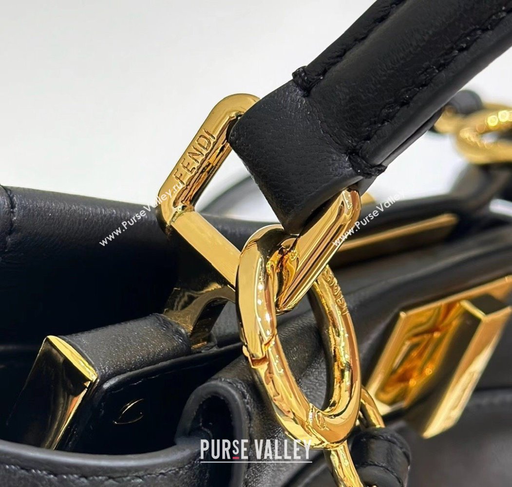 Fendi Peekaboo Mini Bag in Soft Lambskin Black 2025 2590 (CL-250208031)