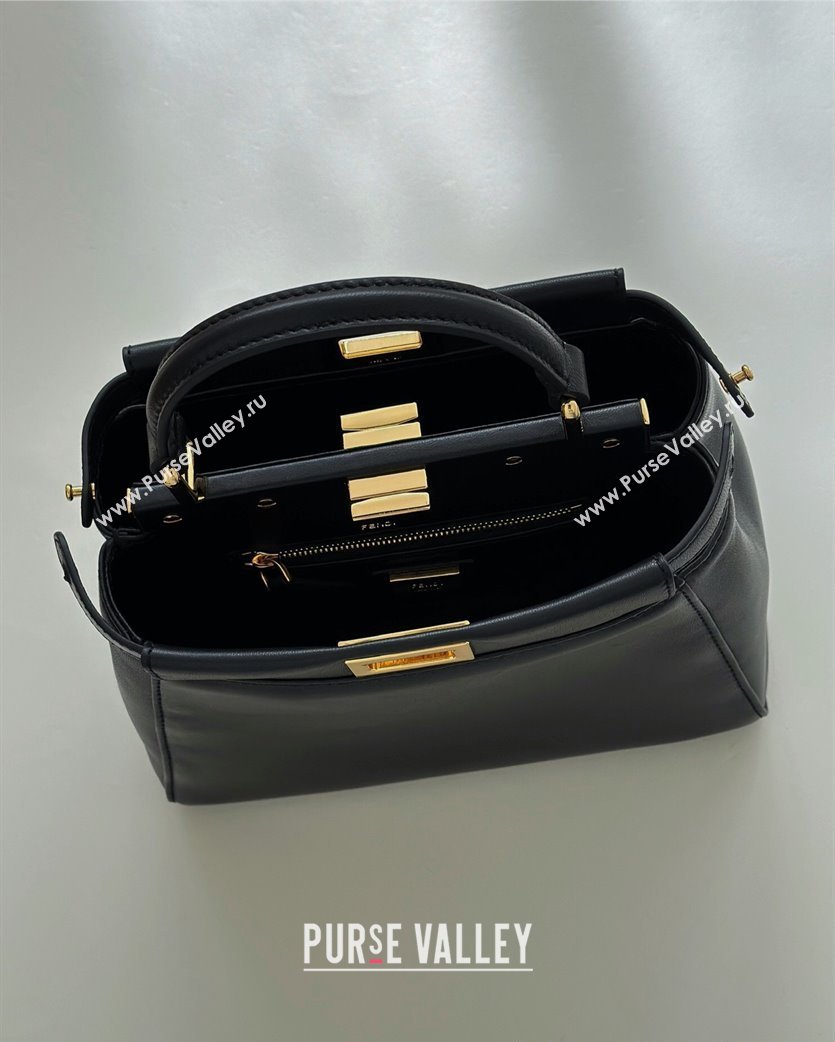 Fendi Peekaboo Mini Bag in Soft Lambskin Black 2025 2590 (CL-250208031)