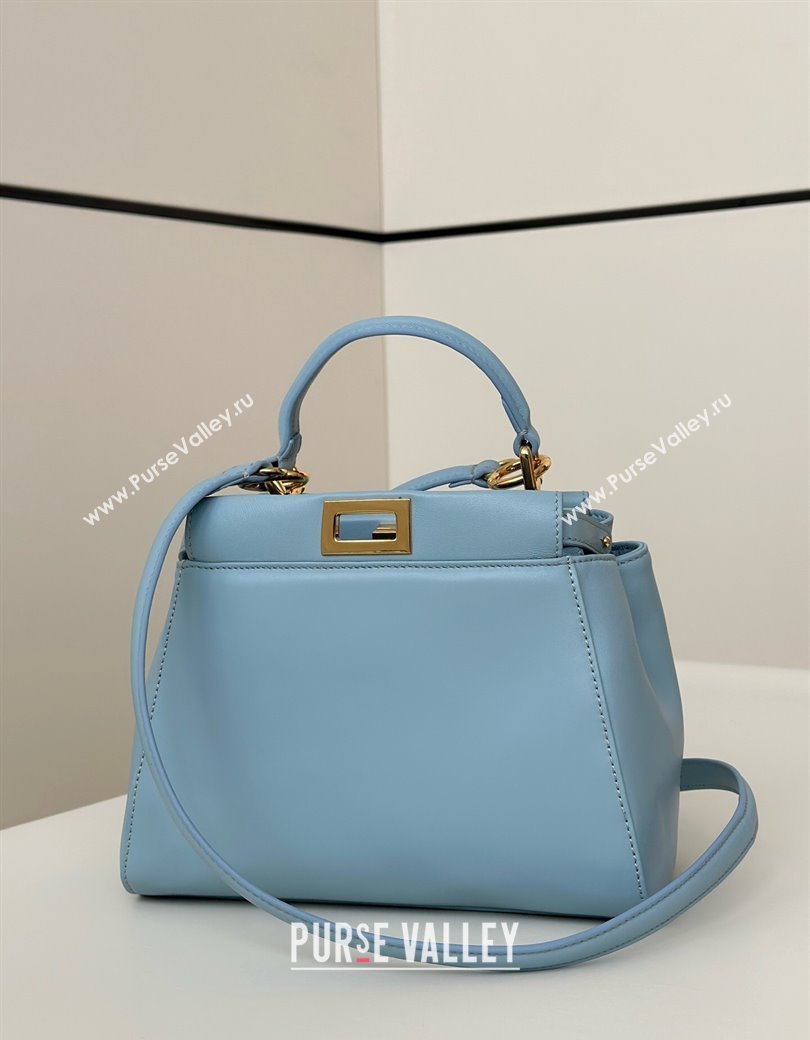 Fendi Peekaboo Mini Bag in Soft Lambskin Light Blue 2025 8315 (CL-250208036)