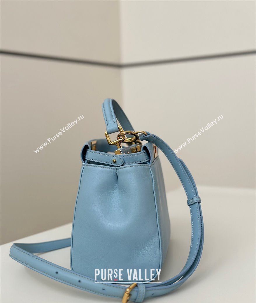 Fendi Peekaboo Mini Bag in Soft Lambskin Light Blue 2025 8315 (CL-250208036)