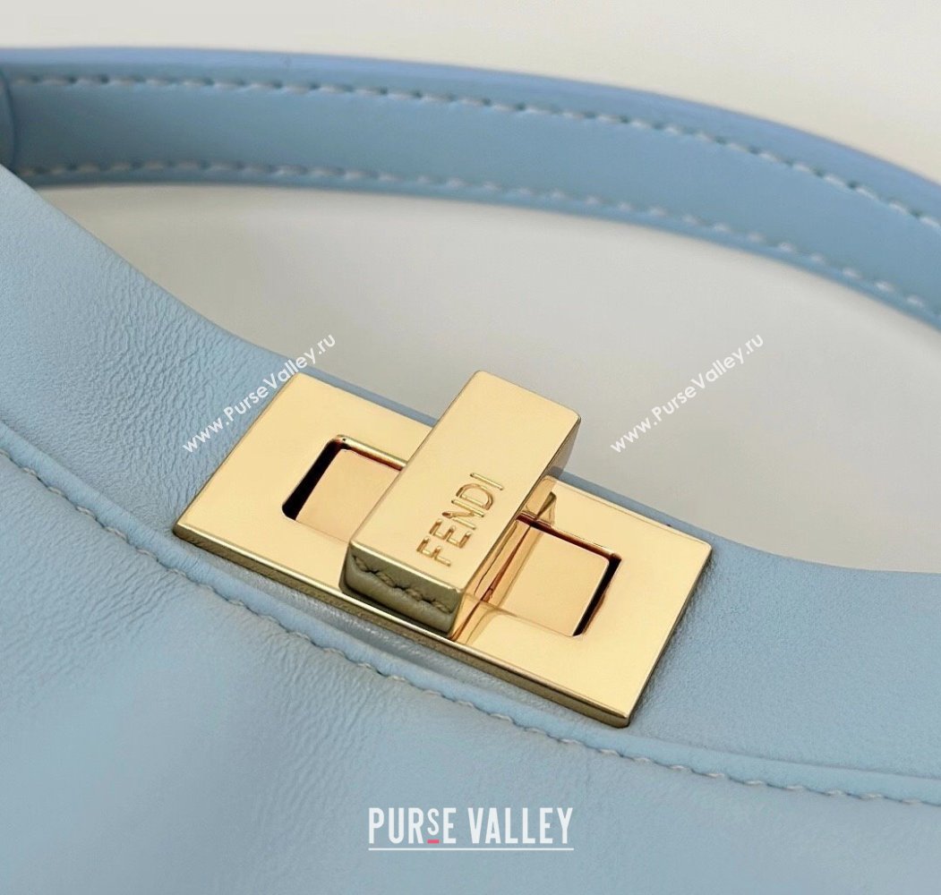 Fendi Peekaboo Mini Bag in Soft Lambskin Light Blue 2025 8315 (CL-250208036)
