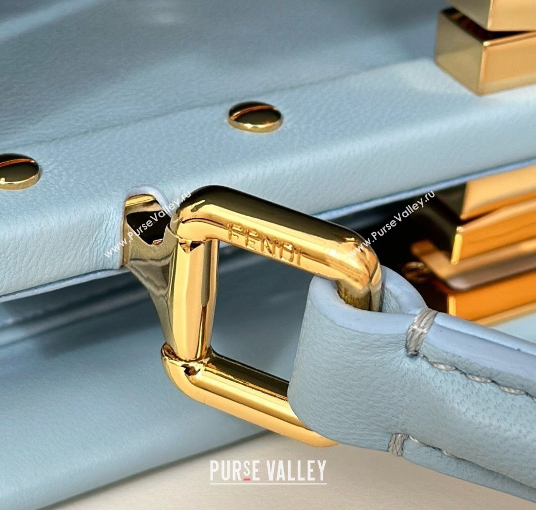 Fendi Peekaboo Mini Bag in Soft Lambskin Light Blue 2025 8315 (CL-250208036)