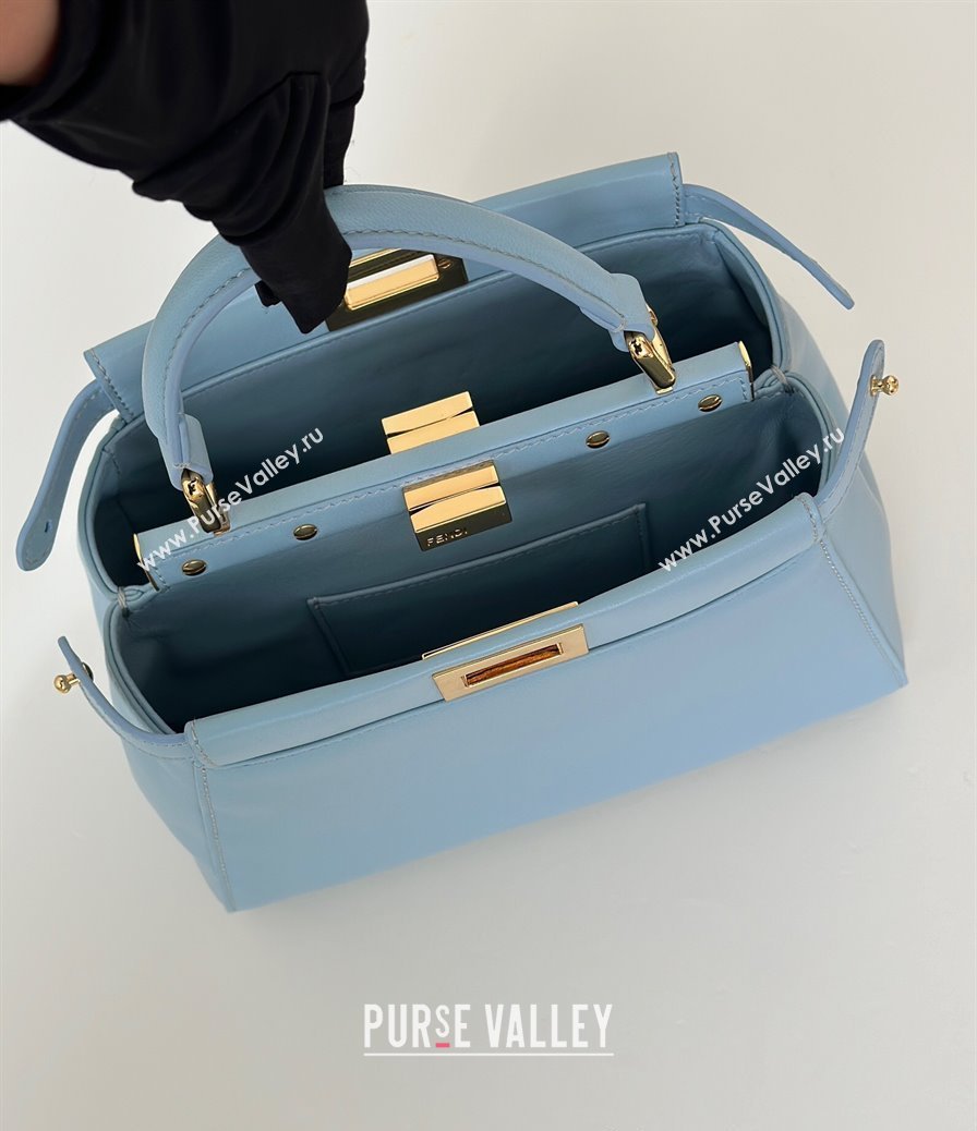 Fendi Peekaboo Mini Bag in Soft Lambskin Light Blue 2025 8315 (CL-250208036)