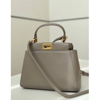 Fendi Peekaboo Mini Bag in Soft Lambskin Light Grey 2025 8315 (CL-250208040)