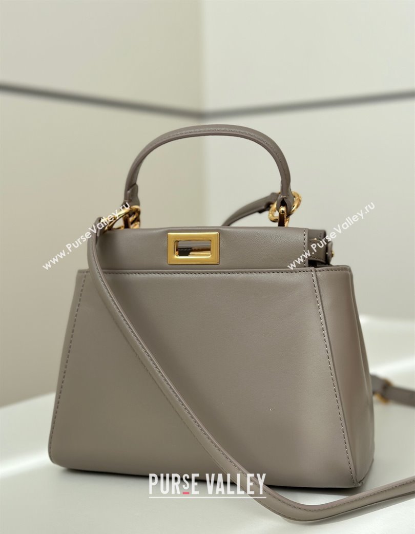 Fendi Peekaboo Mini Bag in Soft Lambskin Light Grey 2025 8315 (CL-250208040)
