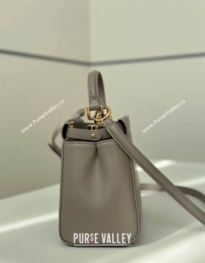 Fendi Peekaboo Mini Bag in Soft Lambskin Light Grey 2025 8315 (CL-250208040)