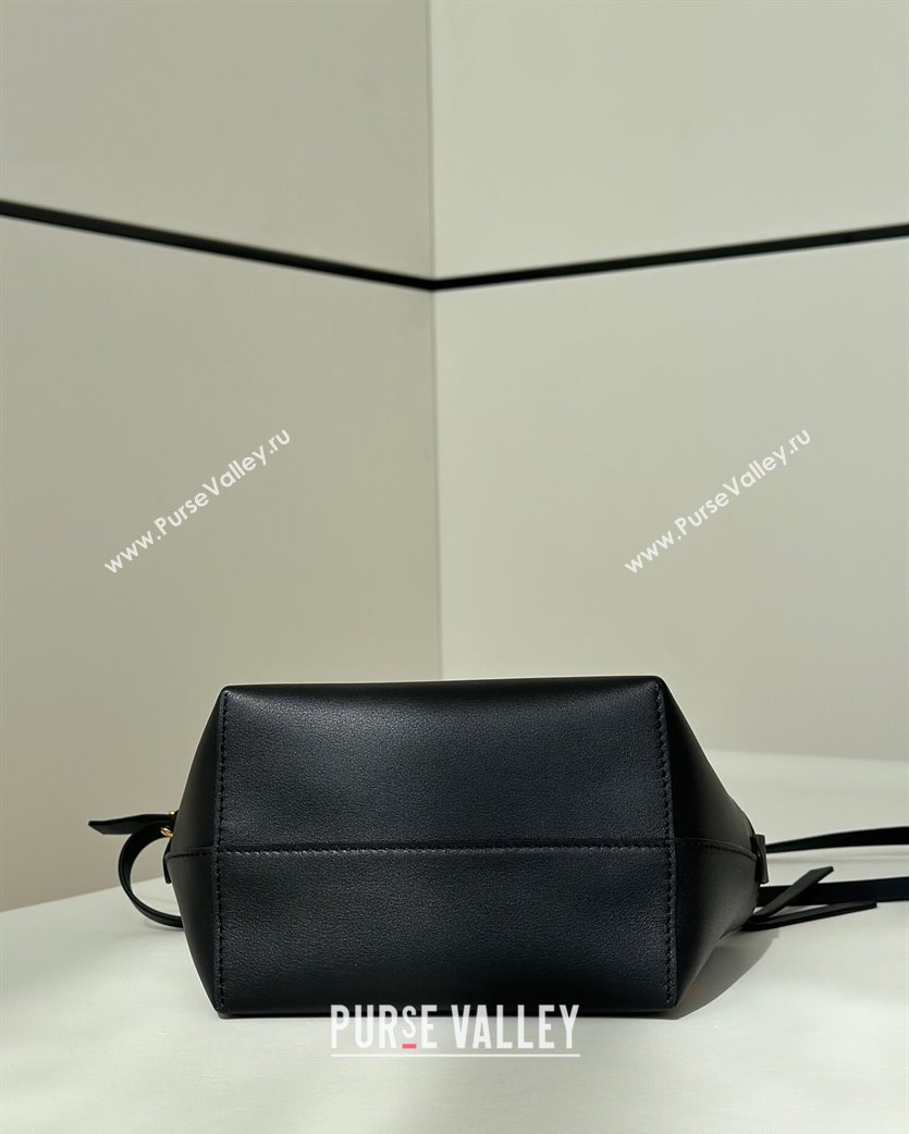 Fendi Lunar New Year Roll Mini Tote Bag in Black Leather with Fendi Yellow Eyes 2025 8675 (CL-250210030)