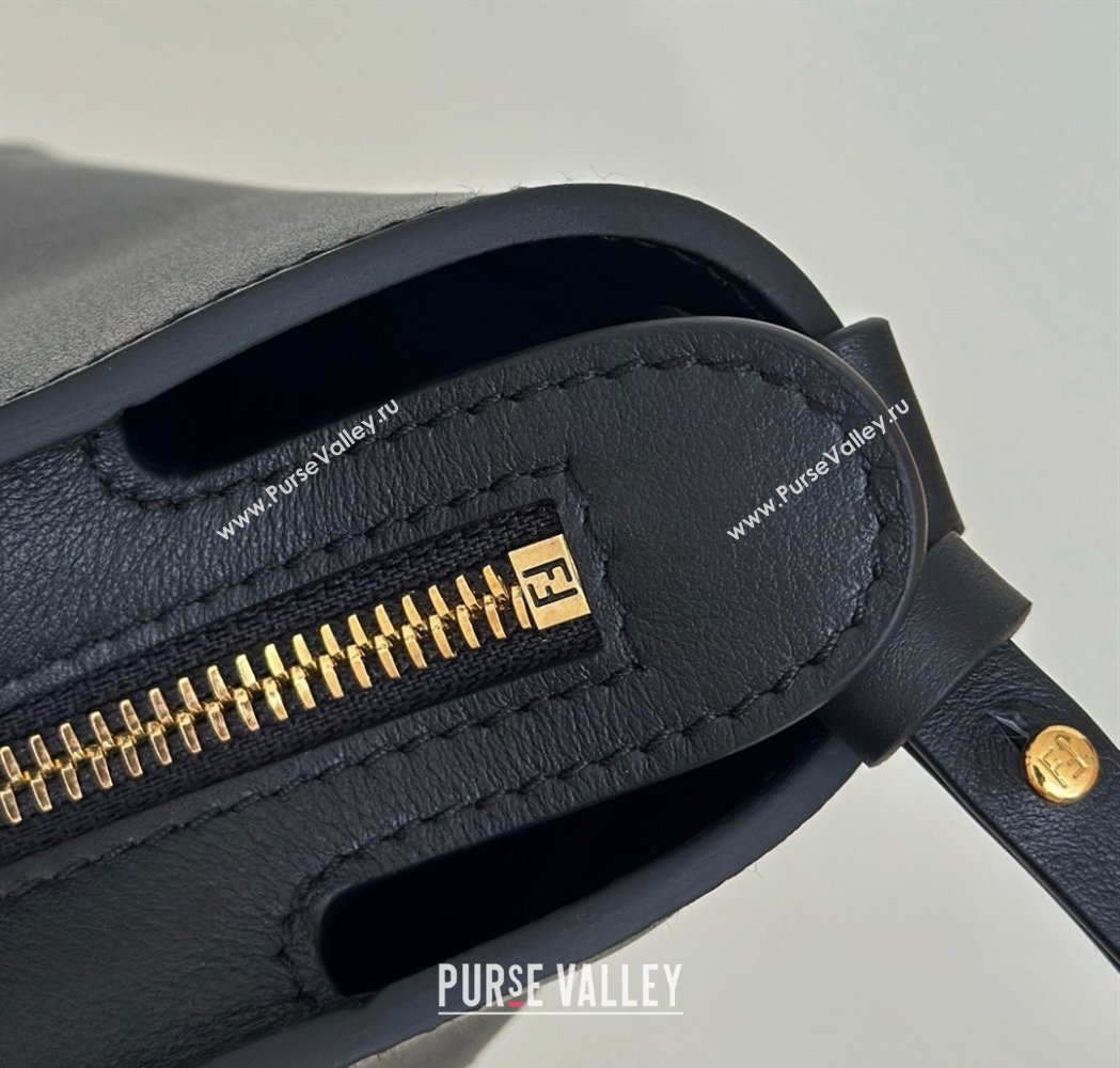 Fendi Lunar New Year Roll Mini Tote Bag in Black Leather with Fendi Yellow Eyes 2025 8675 (CL-250210030)