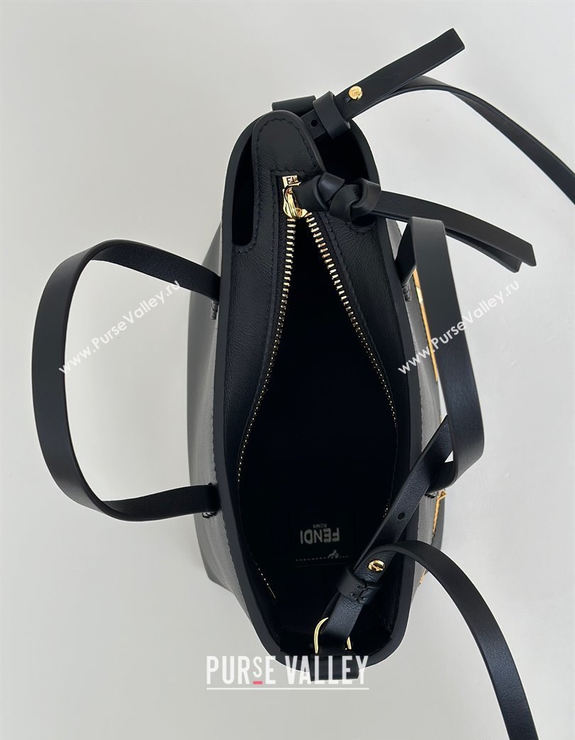 Fendi Lunar New Year Roll Mini Tote Bag in Black Leather with Fendi Yellow Eyes 2025 8675 (CL-250210030)
