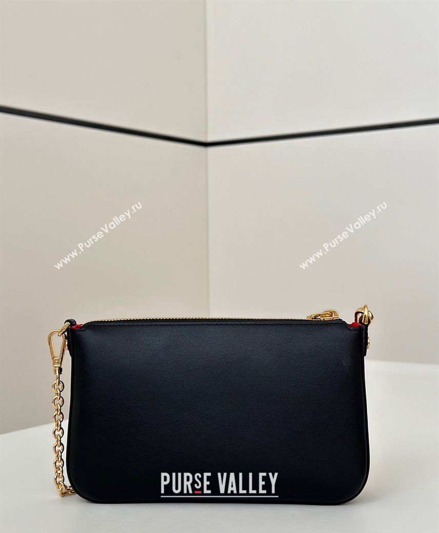 Fendi Lunar New Year Baguette Pouch Mini Bag in Black Leather with Fendi Yellow Eyes 2025 8673 (CL-250210031)