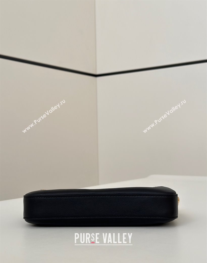 Fendi Lunar New Year Baguette Pouch Mini Bag in Black Leather with Fendi Yellow Eyes 2025 8673 (CL-250210031)