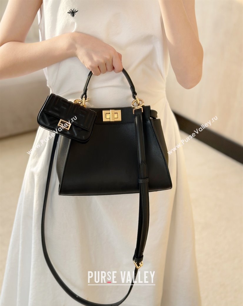 Fendi Lunar New Year Peekaboo Mini Bag in Black Leather with Fendi Yellow Eyes 2025 2125 (CL-250210032)