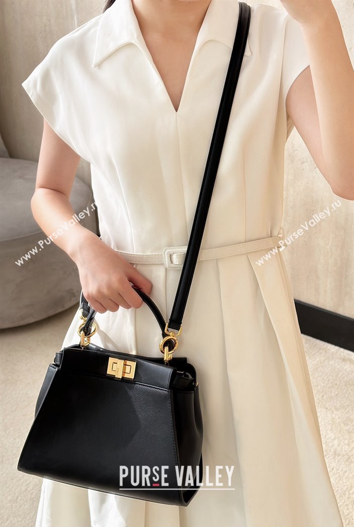 Fendi Lunar New Year Peekaboo Mini Bag in Black Leather with Fendi Yellow Eyes 2025 2125 (CL-250210032)