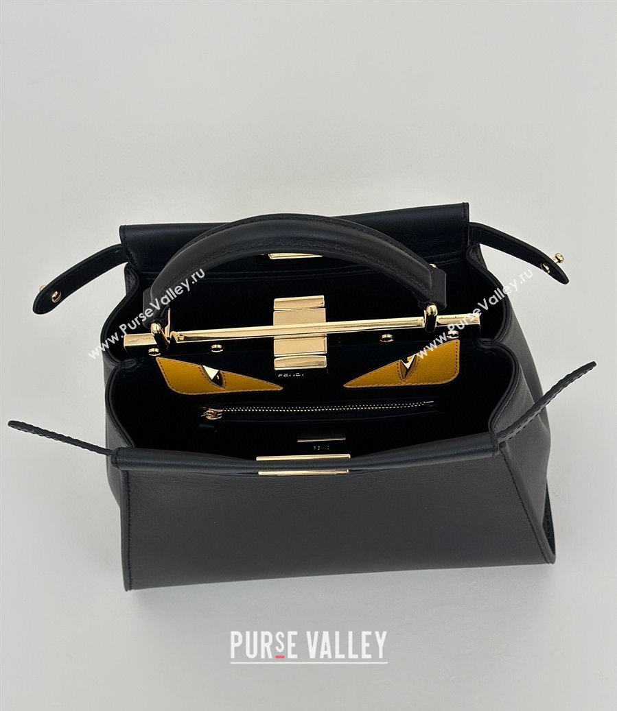 Fendi Lunar New Year Peekaboo Mini Bag in Black Leather with Fendi Yellow Eyes 2025 2125 (CL-250210032)