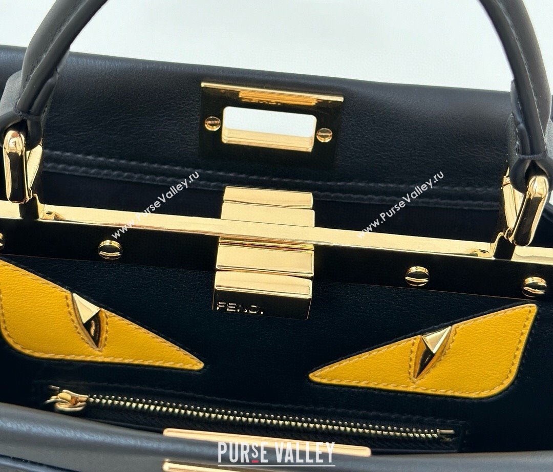Fendi Lunar New Year Peekaboo Mini Bag in Black Leather with Fendi Yellow Eyes 2025 2125 (CL-250210032)