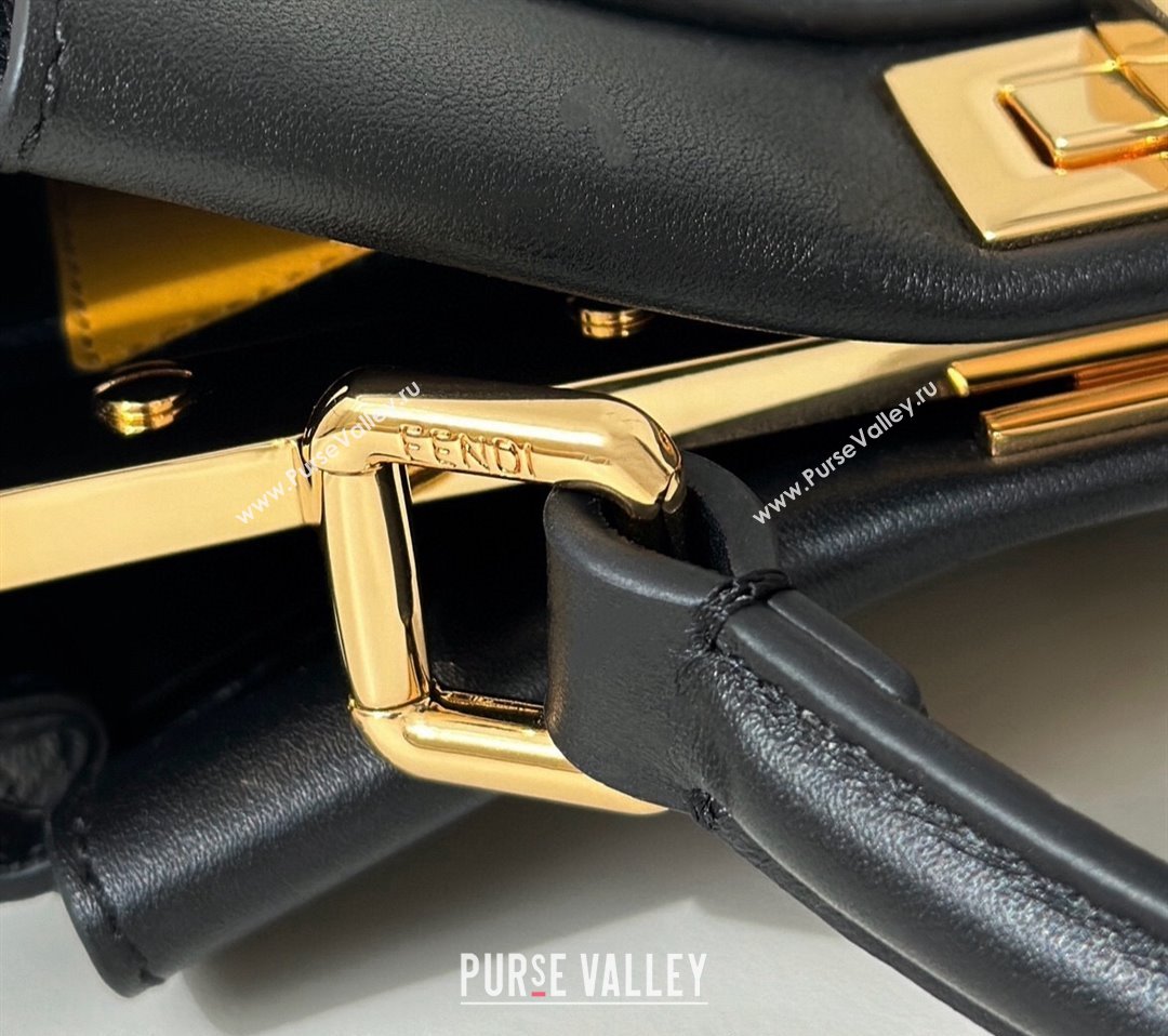 Fendi Lunar New Year Peekaboo Mini Bag in Black Leather with Fendi Yellow Eyes 2025 2125 (CL-250210032)