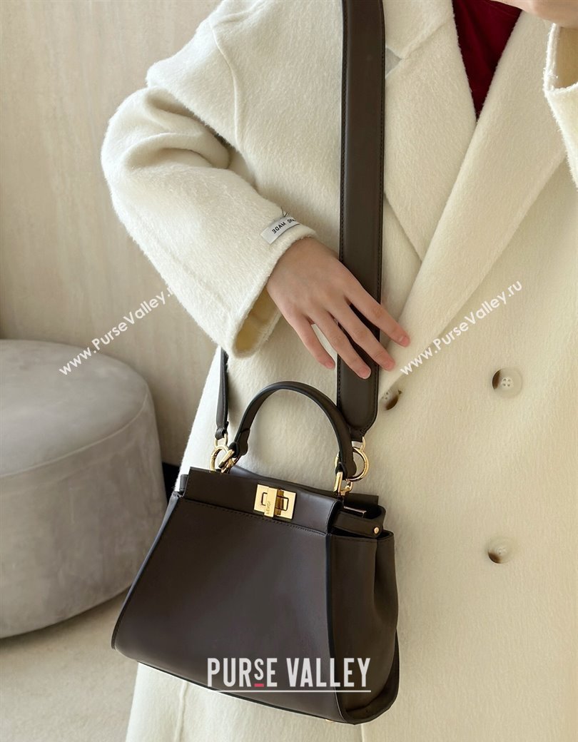 Fendi Peekaboo Mini Bag in Calfskin Leather Dark Grey 2025 2125 Top Quality (CL-250208042)
