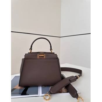 Fendi Peekaboo Mini Bag in Calfskin Leather Dark Grey 2025 2125 Top Quality (CL-250208042)