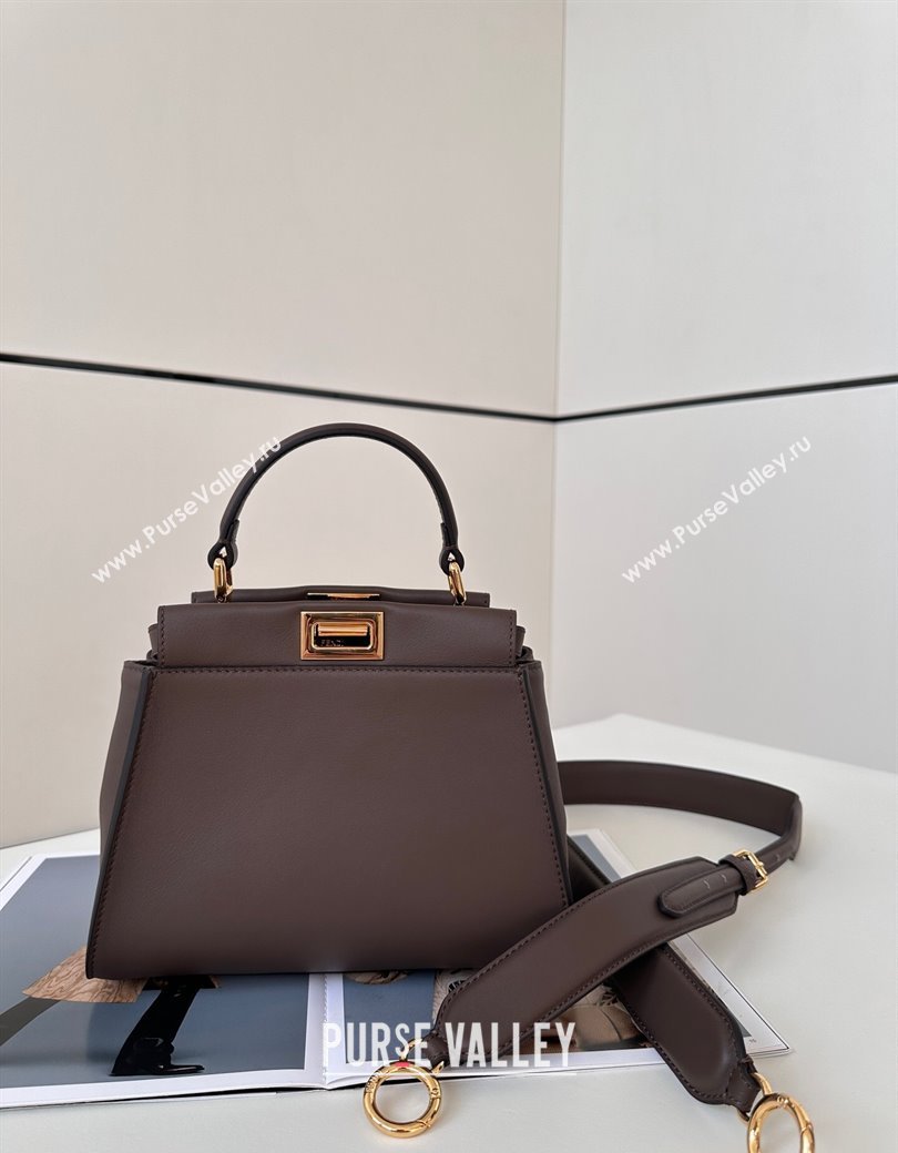 Fendi Peekaboo Mini Bag in Calfskin Leather Dark Grey 2025 2125 Top Quality (CL-250208042)